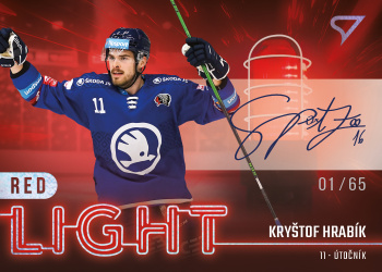 Krystof Hrabik Plzen Tipsport ELH 2022/23 SportZoo 2. serie Red Light Auto /65 #RLS-KH